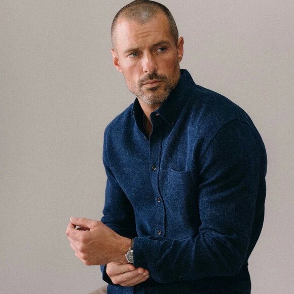 Taylor Stitch The Jack Rinsed Indigo Waffle Men's Button Down Shirt  Size 42 - Picture 8 of 8